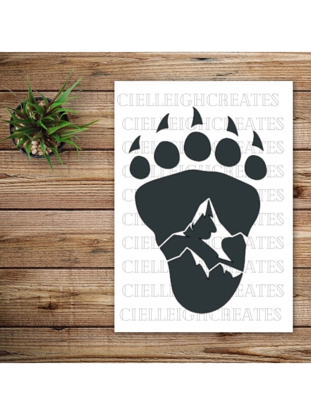 *2 for $20* Bear paw print with Mountains vinyl decal Sticker Handcrafted